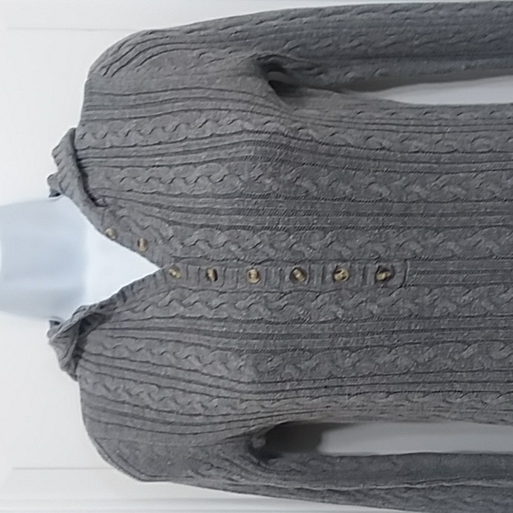 Aeropostale Gray Cable Knit Hooded Sweater - Picture 2 of 5